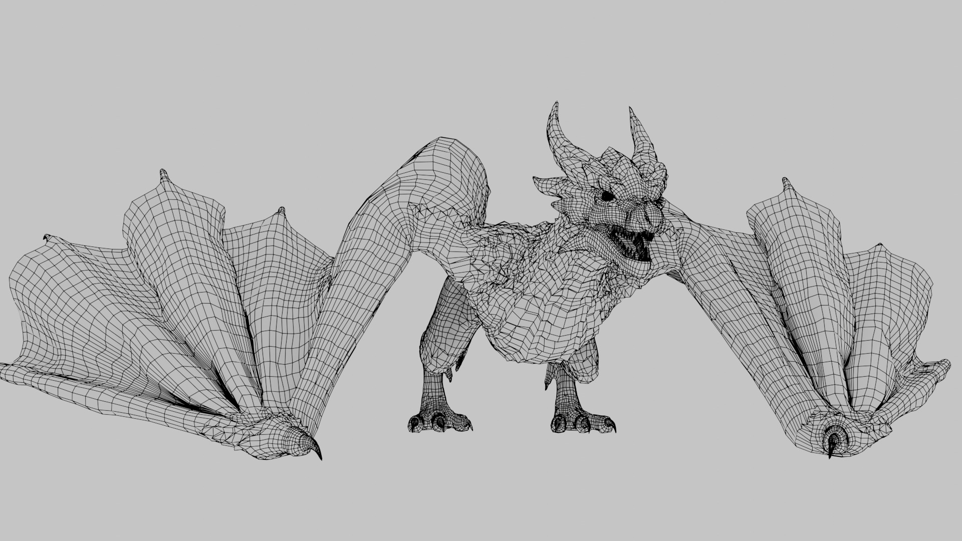 Black Wyvern Dragon Low-poly 3D model_6