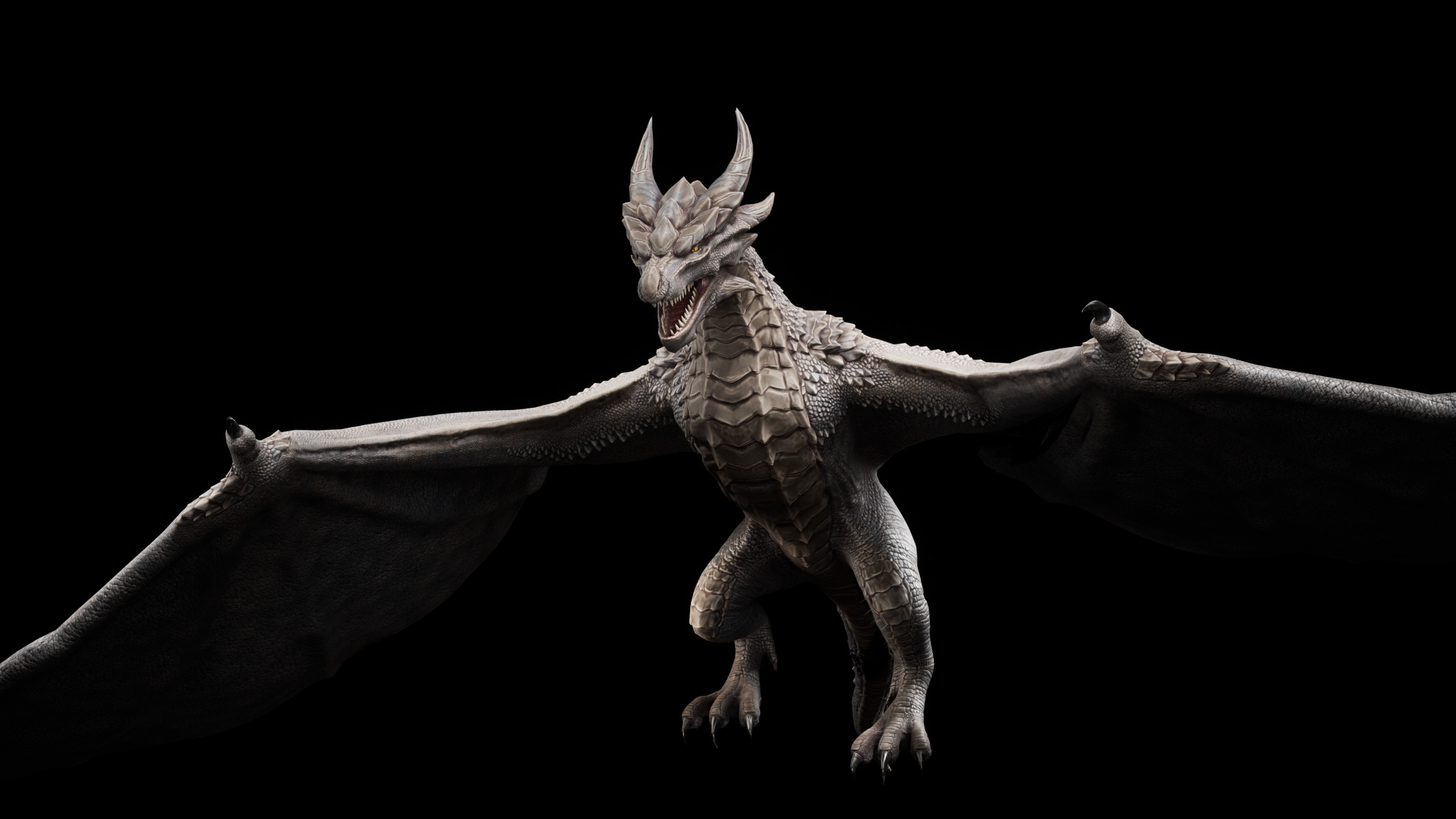 Black Wyvern Dragon Low-poly 3D model_3
