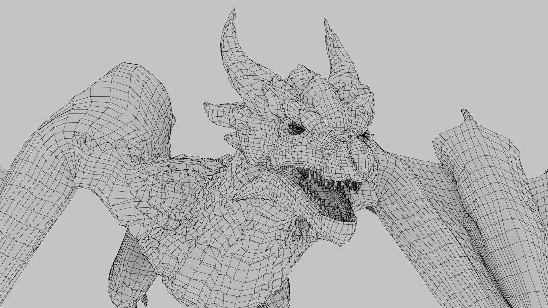 Black Wyvern Dragon Low-poly 3D model_7