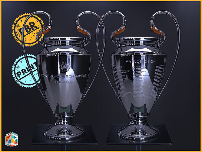 UEFA Champions League Trophy 2025 award - Cinematic - 3D Print Low-poly 3D model