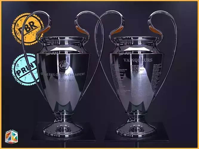 UEFA Champions League Trophy award - Cinematic - 3D Print Low-poly 3D model