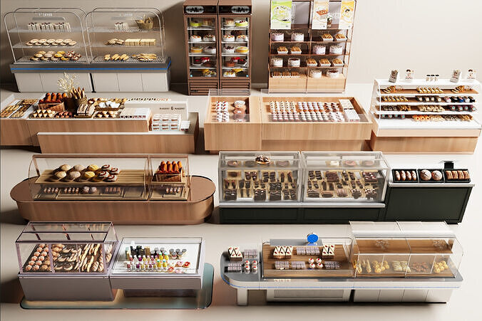 Modern bread display cabinet 3D model