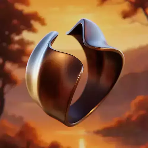 Organic Wave Ring - Modern Sculptural Jewelry 3D Model 66