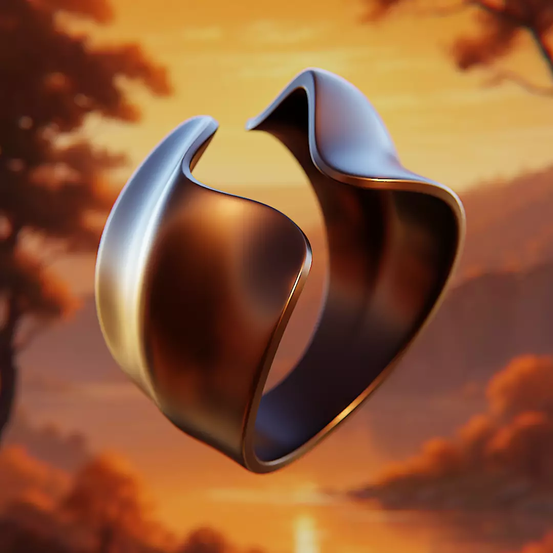 Organic Wave Ring - Modern Sculptural Jewelry 3D Model 66 3D print model