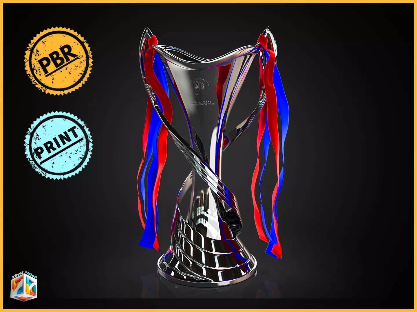 UEFA Womens Champions League trophy - cinematic -3D print Low-poly 3D model