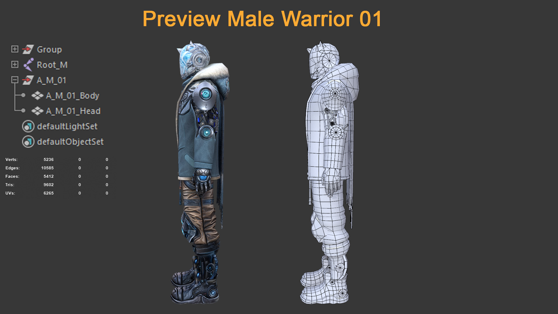 Character Male Warriors 01 - Ready for game Low-poly 3D model_7