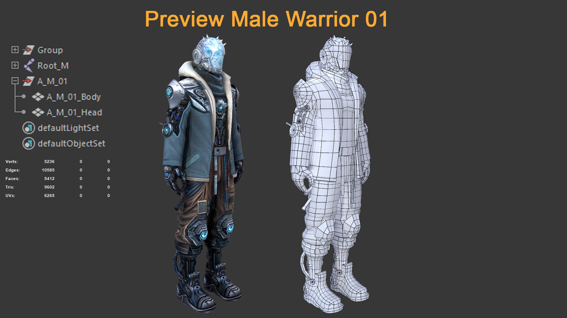 Character Male Warriors 01 - Ready for game Low-poly 3D model_4