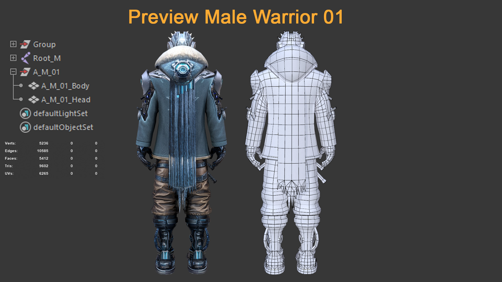 Character Male Warriors 01 - Ready for game Low-poly 3D model_6