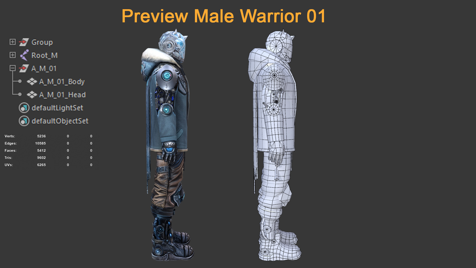 Character Male Warriors 01 - Ready for game Low-poly 3D model_5