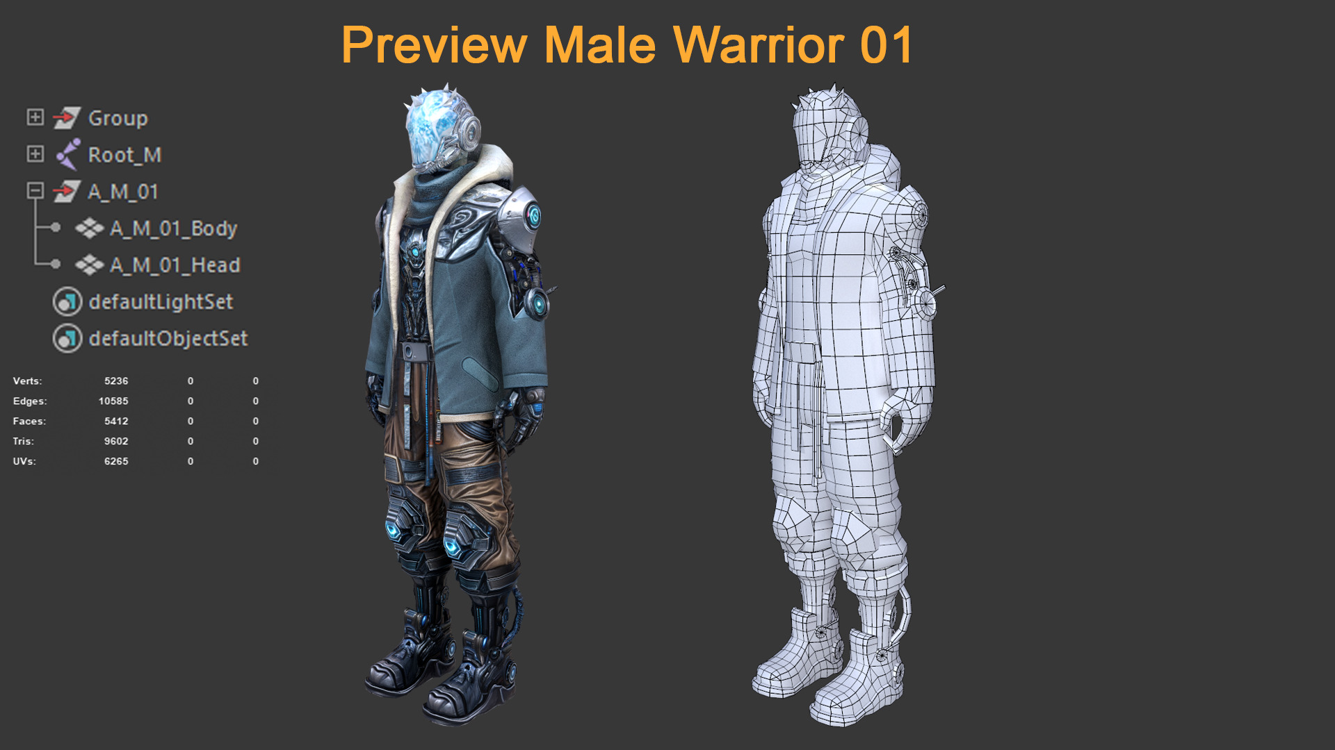 Character Male Warriors 01 - Ready for game Low-poly 3D model_8