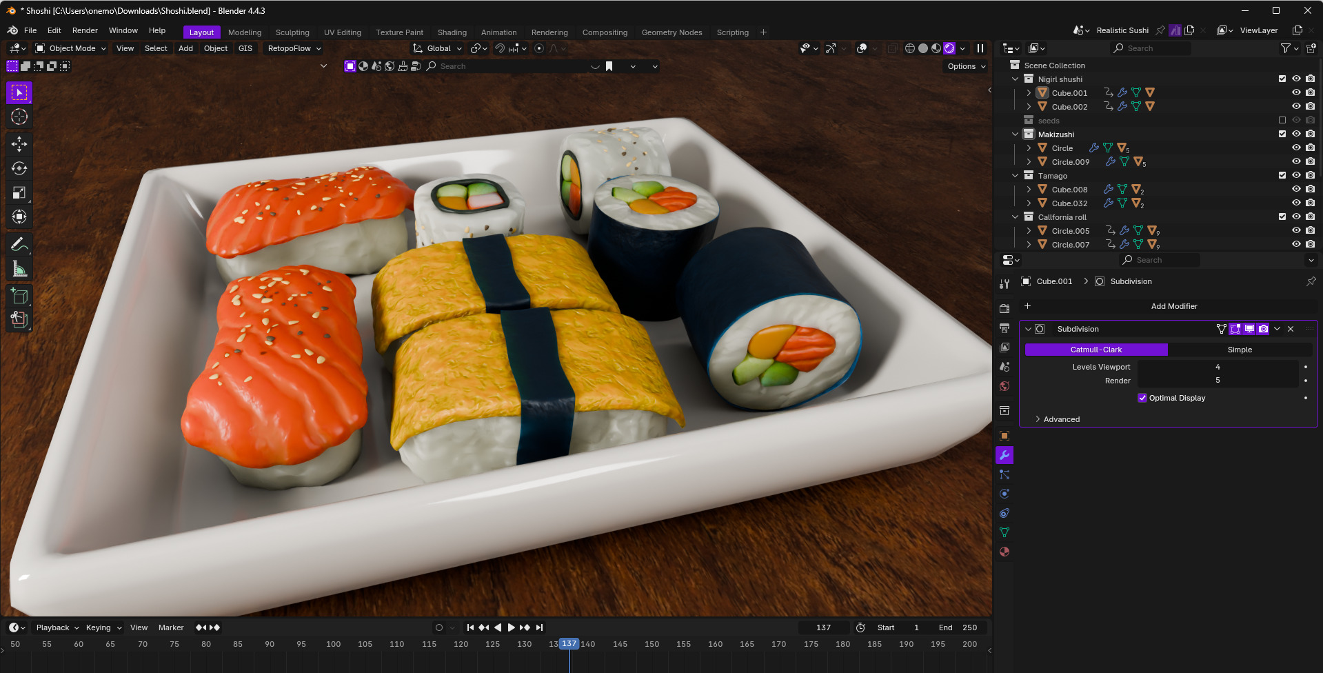 Realistic Sushi 3D Model High-Quality Blender Asset 3D model_4
