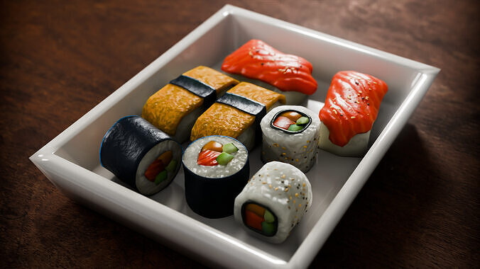 Realistic Sushi 3D Model High-Quality Blender Asset 3D model