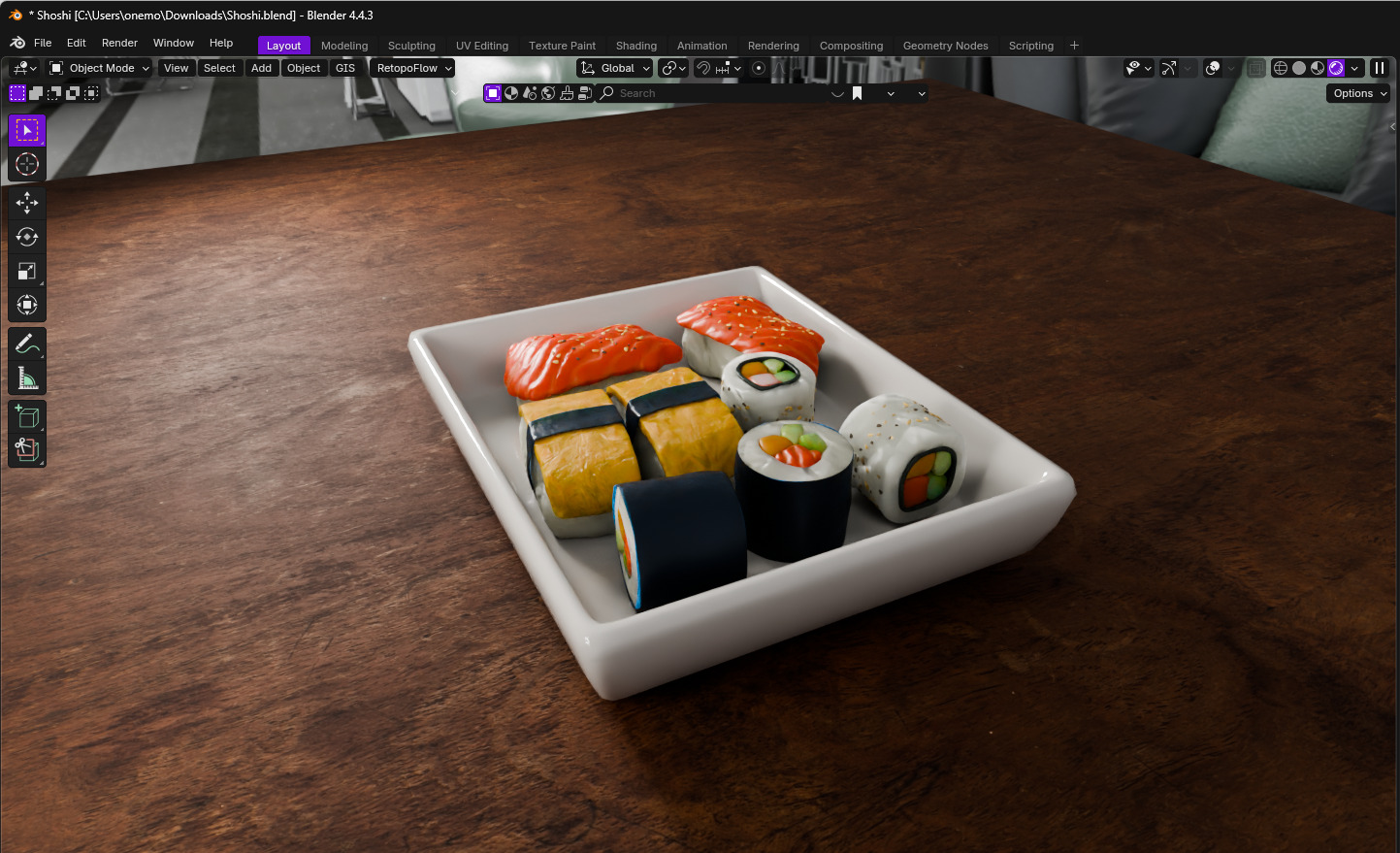 Realistic Sushi 3D Model High-Quality Blender Asset 3D model_3