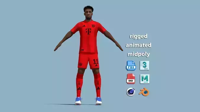 T-Pose Rigged Kingsley Coman Bayern Munich 24-25 3D model