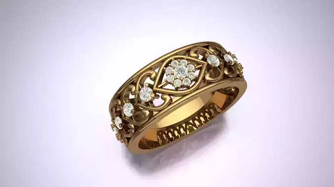 Women round Diamond Band Ring 3D print model