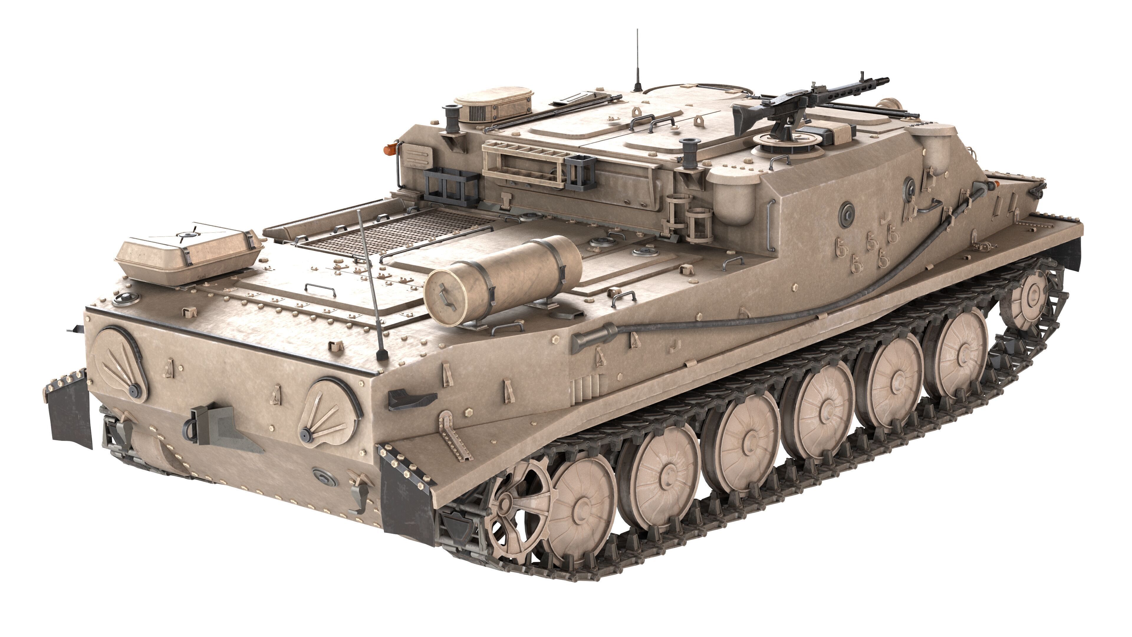 BTR 50 Amphibious Armored Tank Low-poly 3D model_5