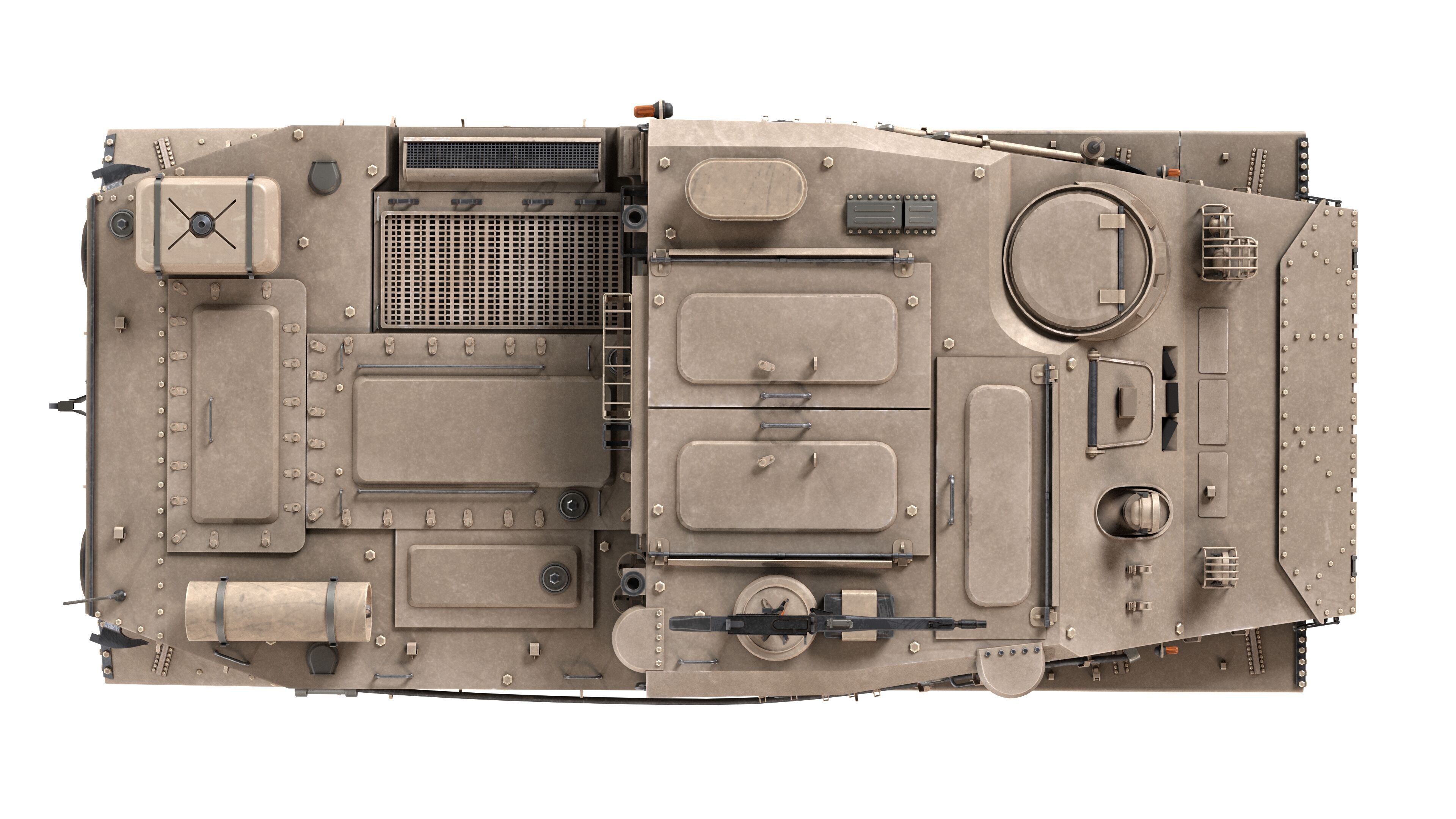 BTR 50 Amphibious Armored Tank Low-poly 3D model_9