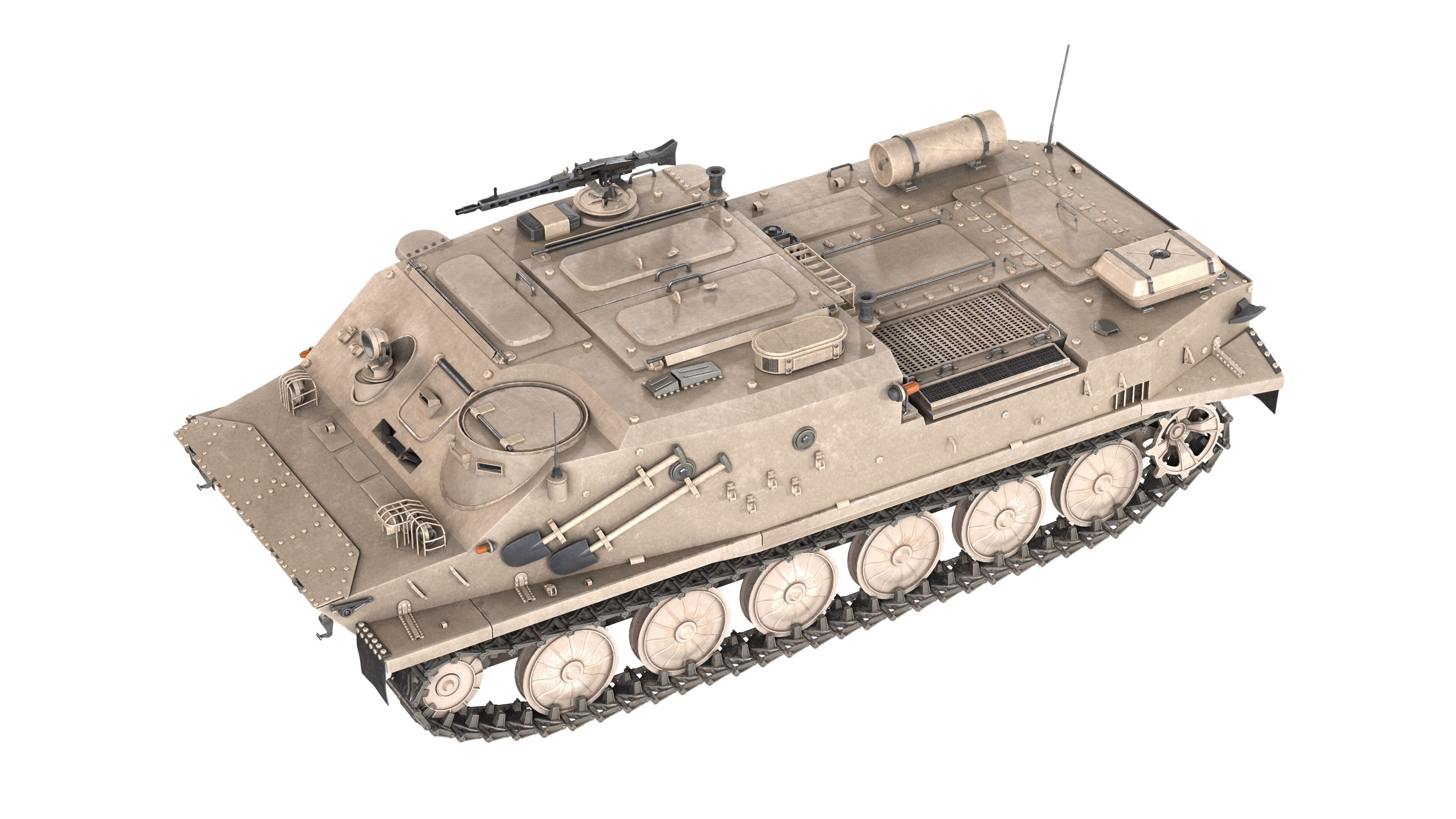 BTR 50 Amphibious Armored Tank Low-poly 3D model_8