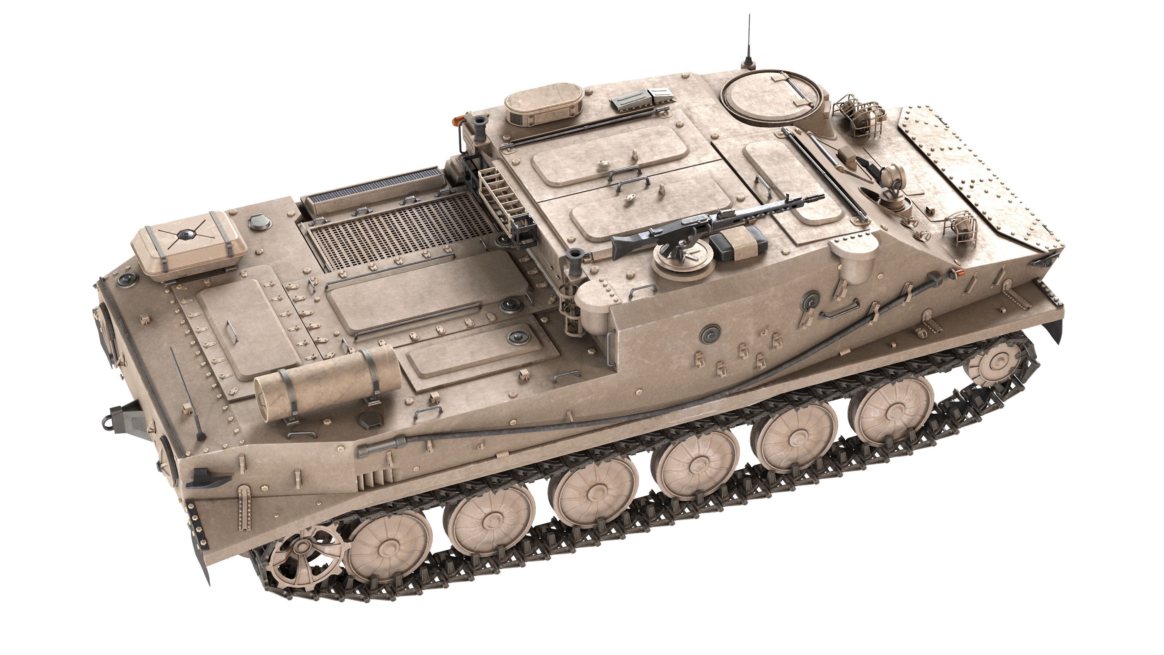 BTR 50 Amphibious Armored Tank Low-poly 3D model_6