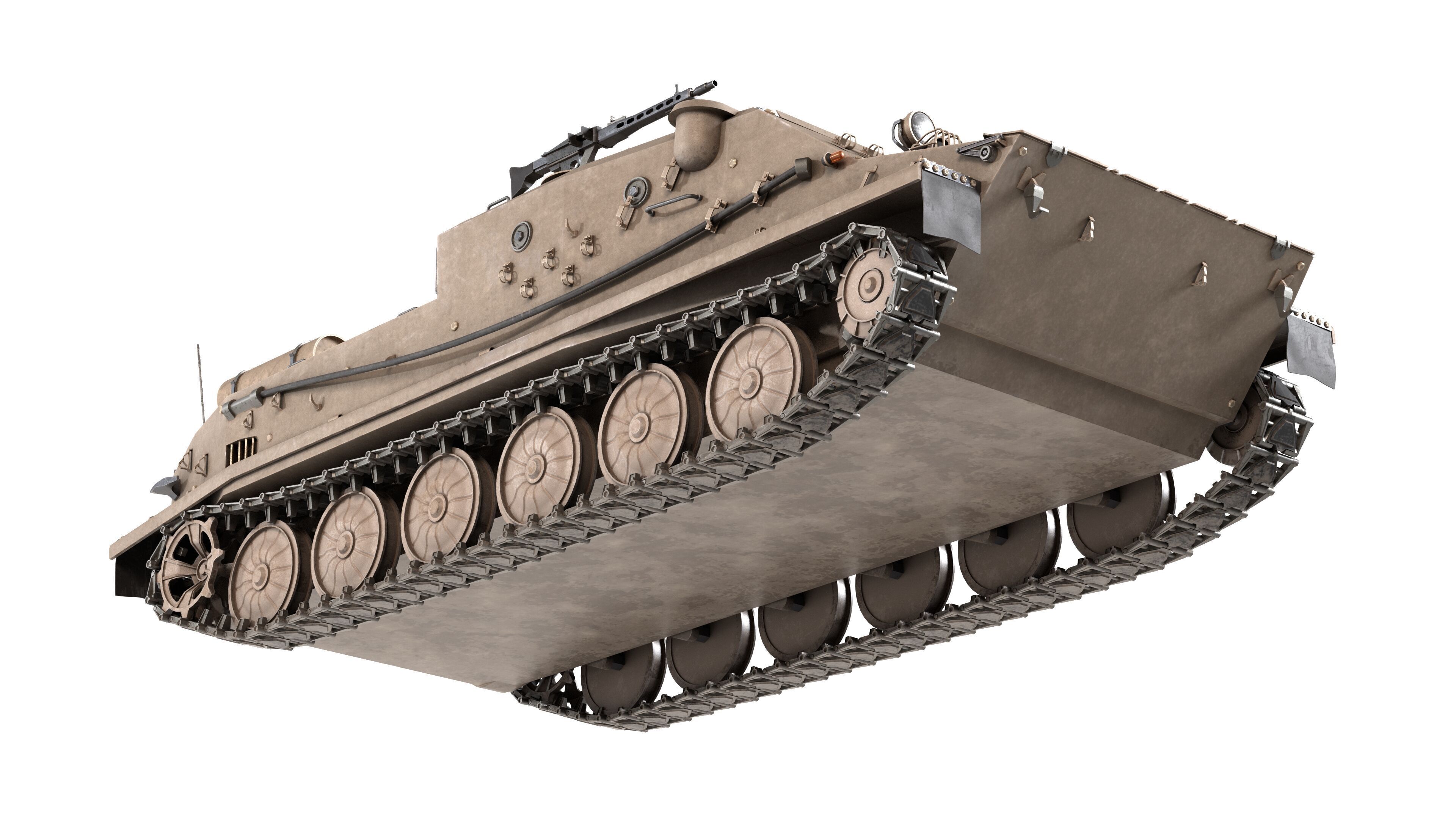 BTR 50 Amphibious Armored Tank Low-poly 3D model_7