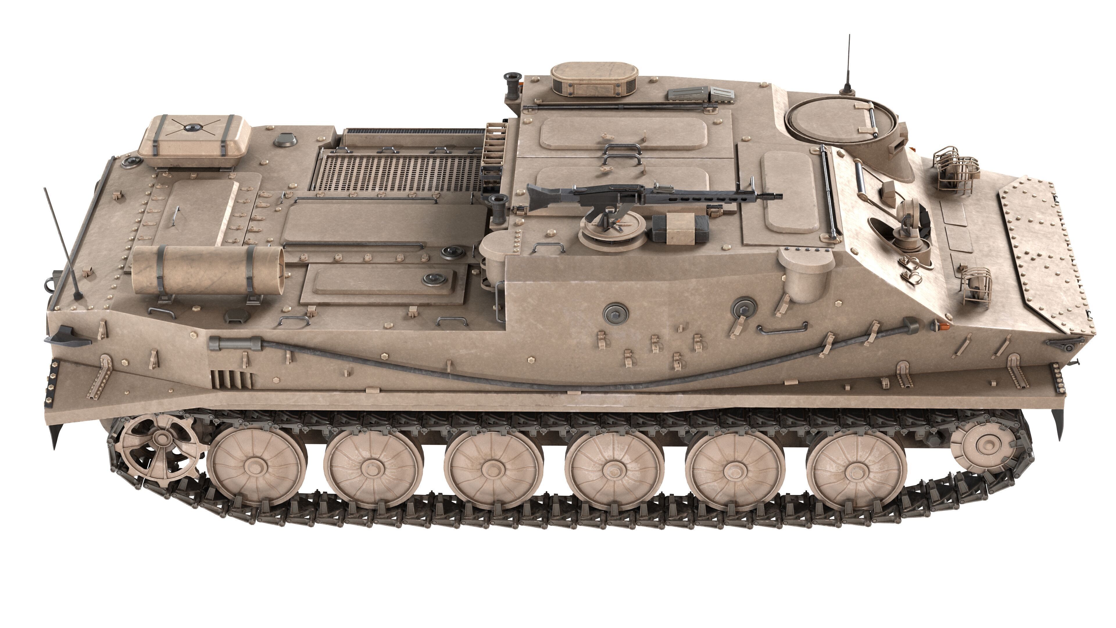 BTR 50 Amphibious Armored Tank Low-poly 3D model_3