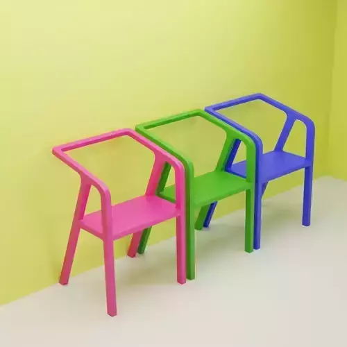 Neon Trio Chairs Free low-poly 3D model