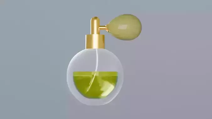 Elegant Perfume Bottle 3D Model  Glass  Gold Atomizer Low-poly 3D model