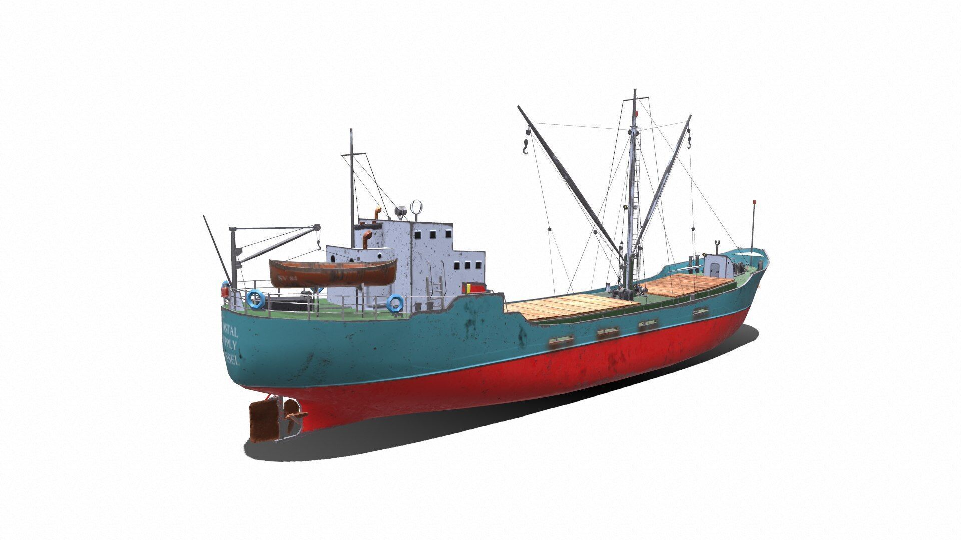 Coastal Supply Vessel Low-poly PBR Low-poly 3D model_8