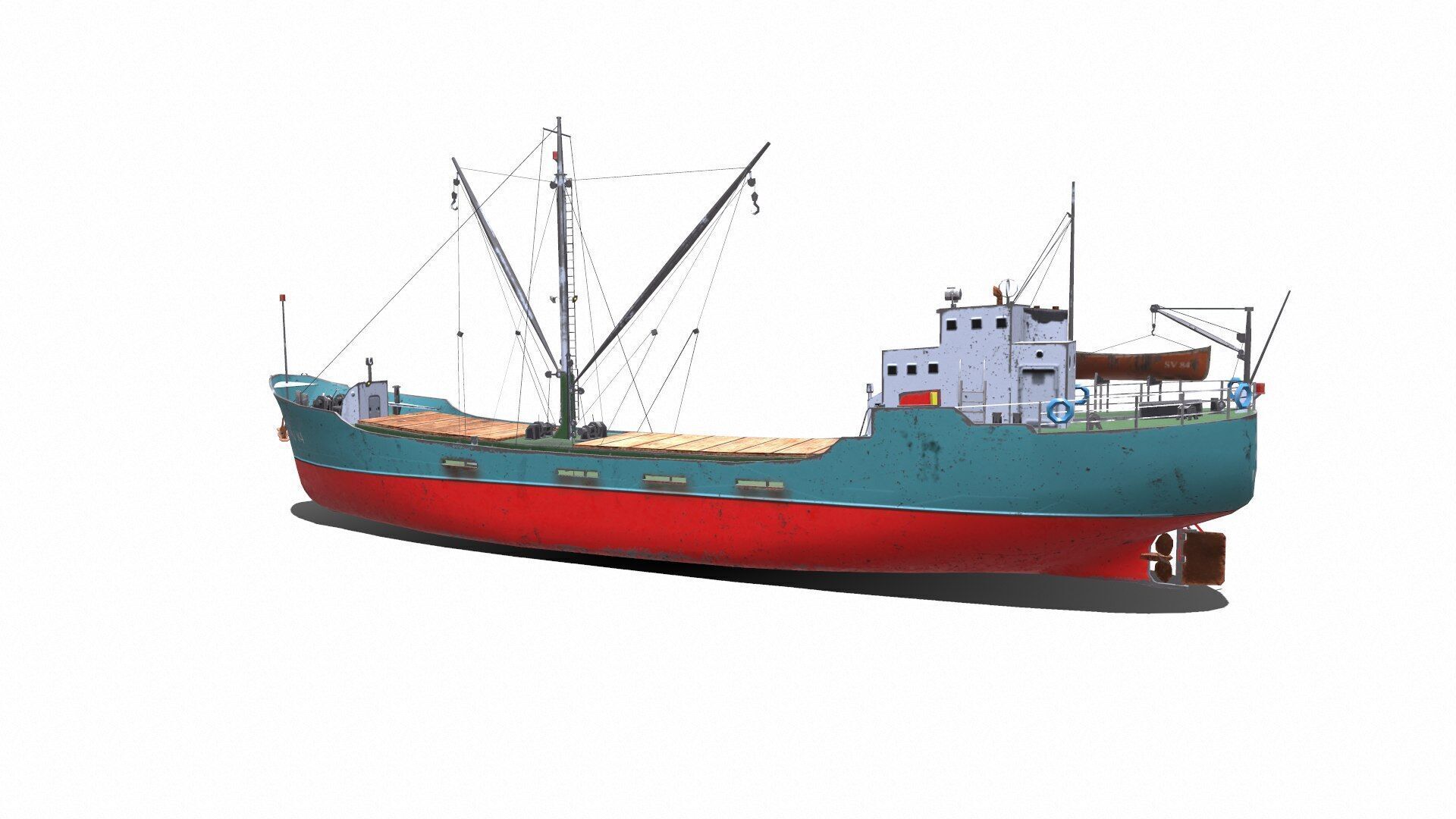 Coastal Supply Vessel Low-poly PBR Low-poly 3D model_4