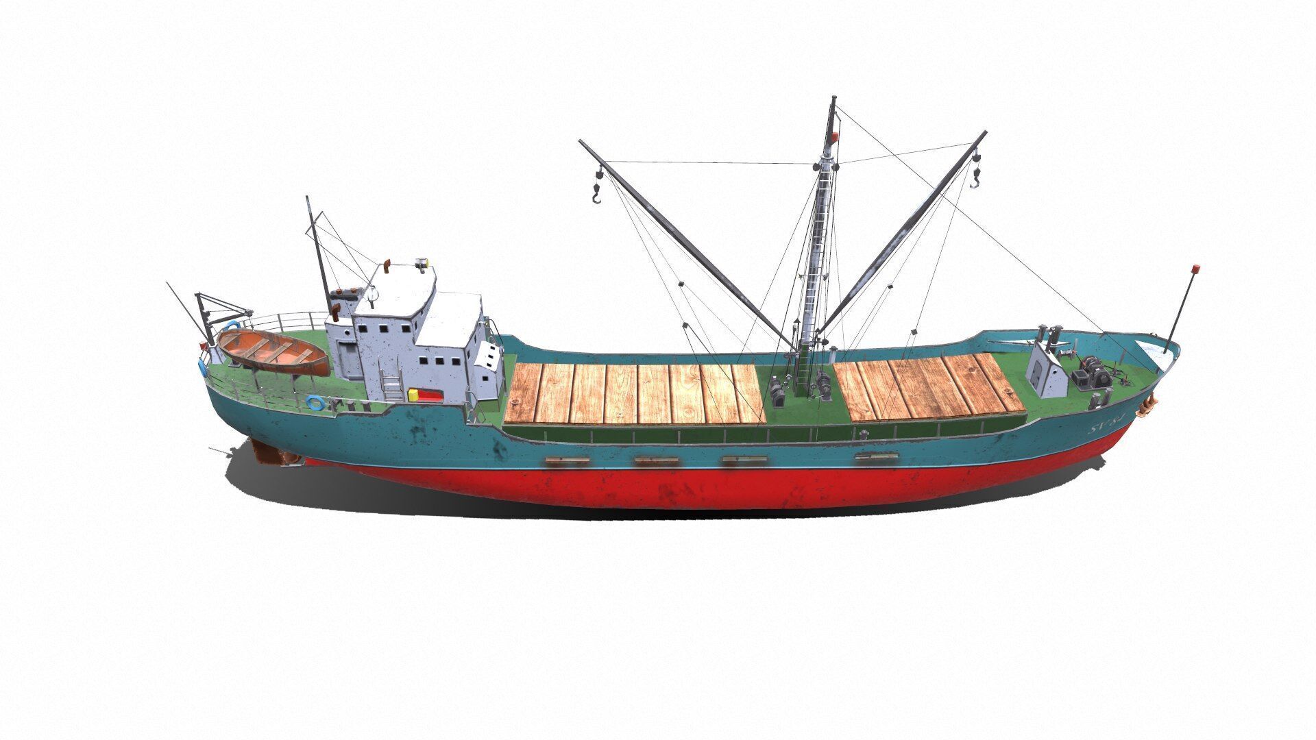 Coastal Supply Vessel Low-poly PBR Low-poly 3D model_11