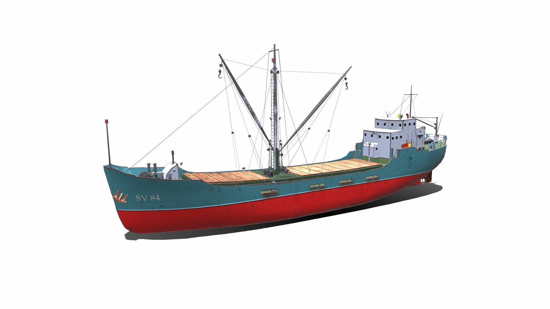 Coastal Supply Vessel Low-poly PBR Low-poly 3D model_0