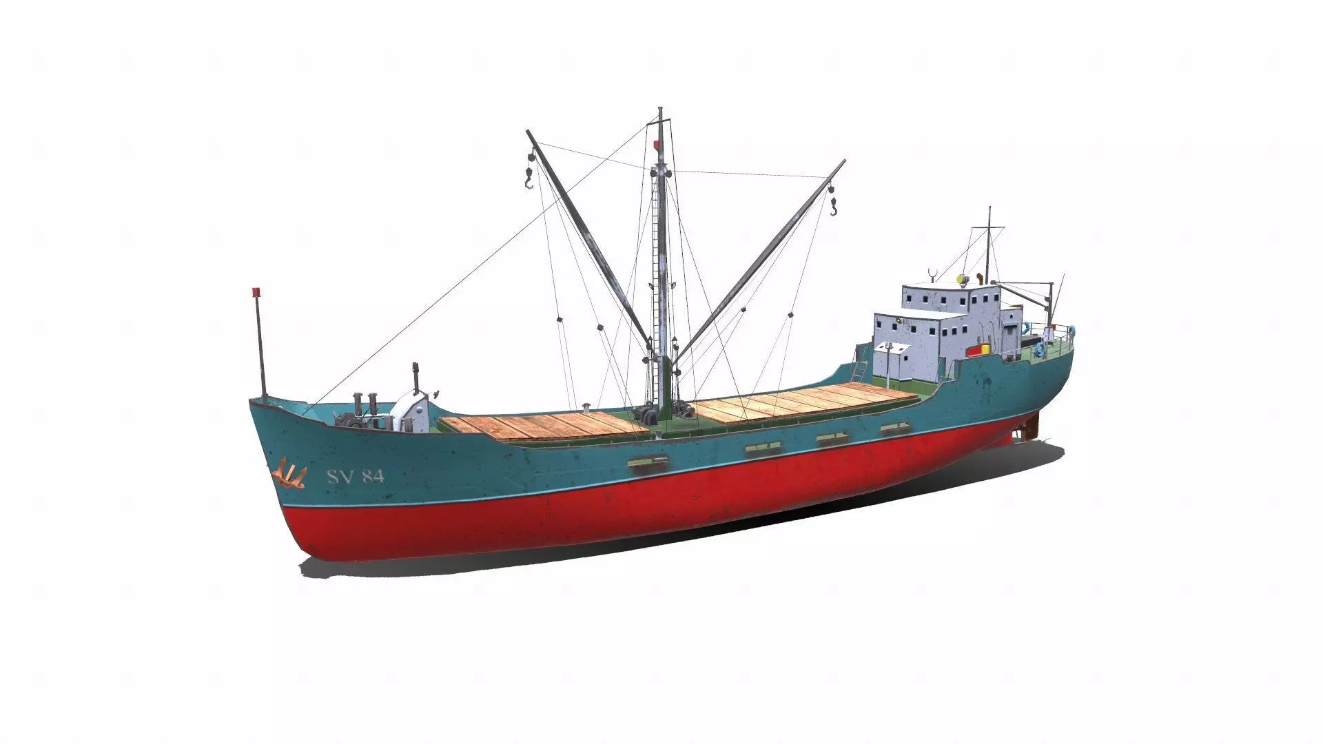 Coastal Supply Vessel Low-poly PBR Low-poly 3D model_0