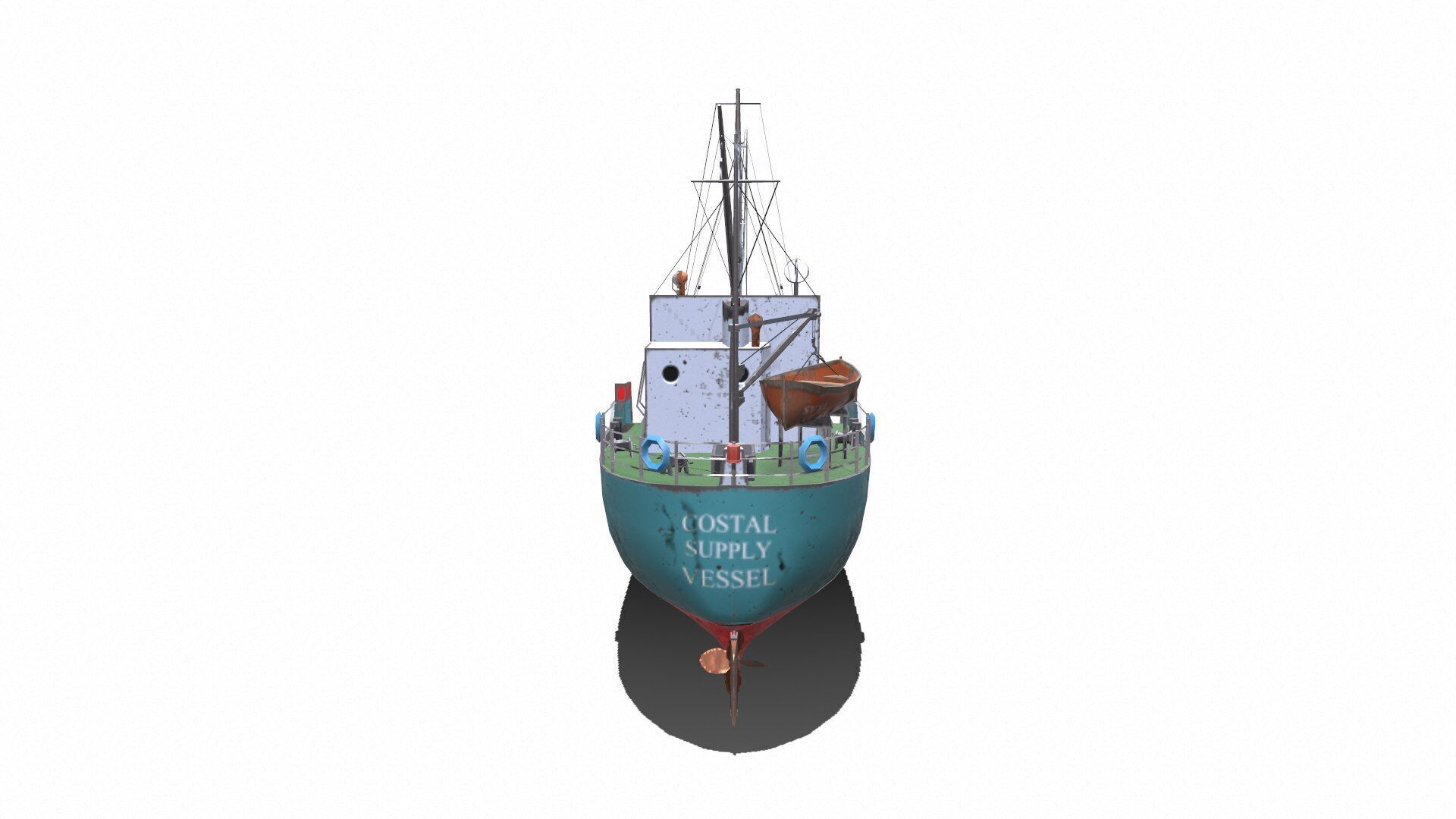 Coastal Supply Vessel Low-poly PBR Low-poly 3D model_6