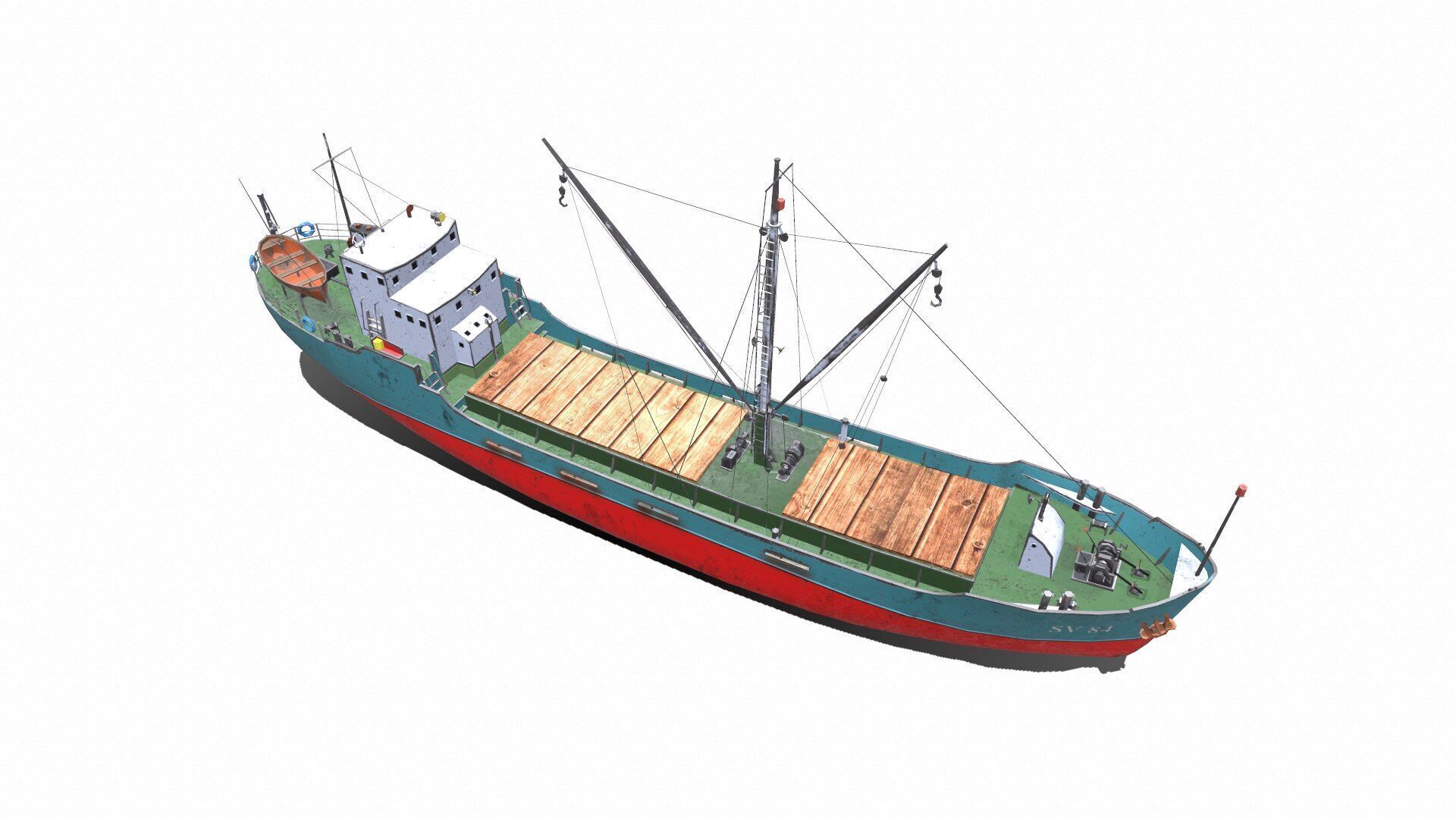 Coastal Supply Vessel Low-poly PBR Low-poly 3D model_13