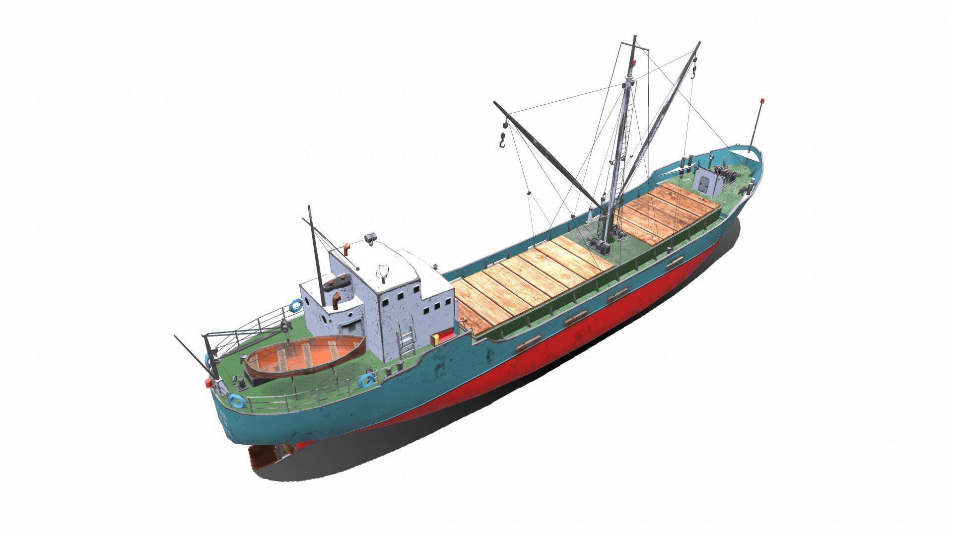 Coastal Supply Vessel Low-poly PBR Low-poly 3D model_9