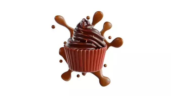 3D Chocolate Cupcake
