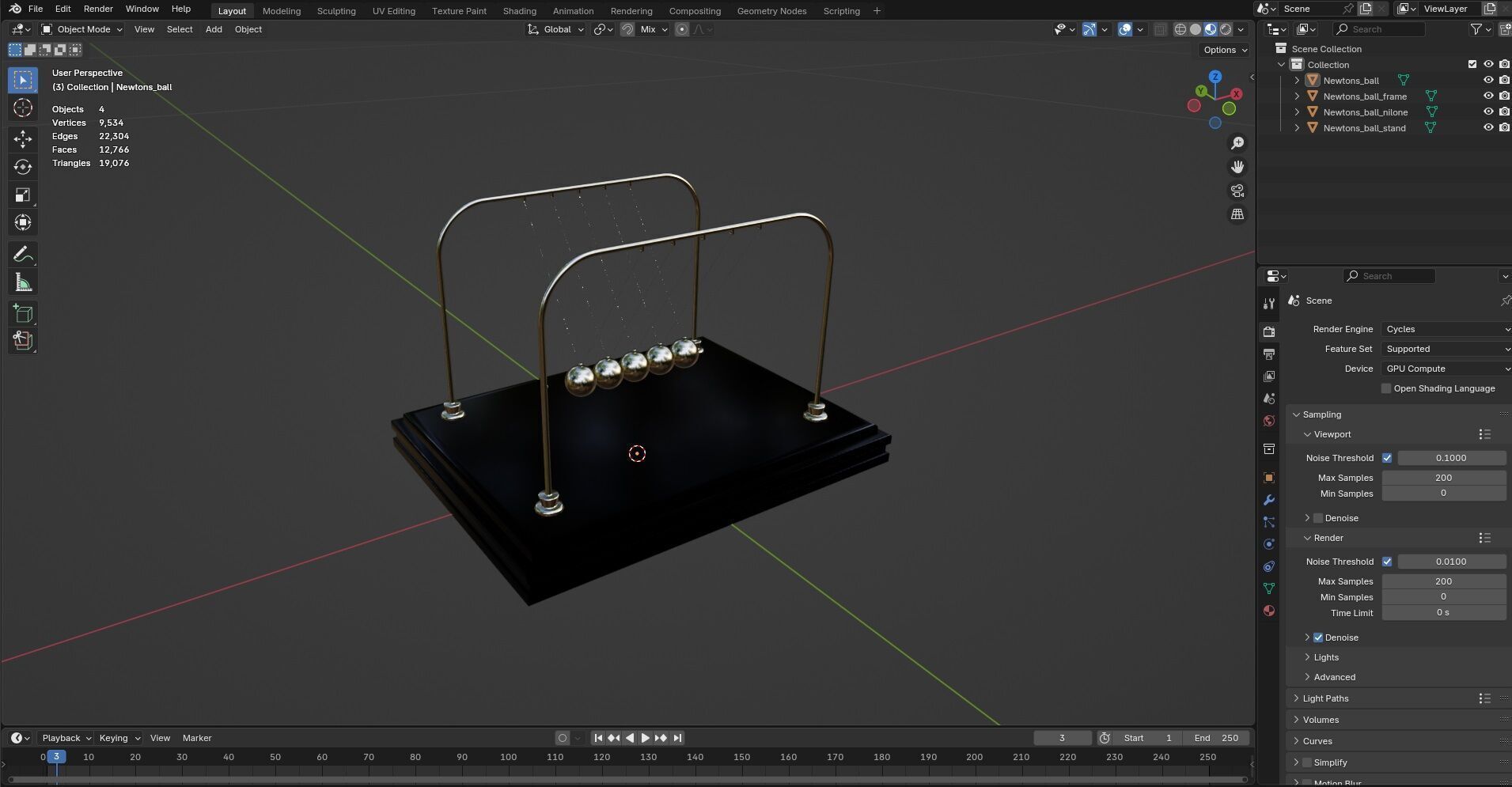 Newtons Ball CG1 3D model_14