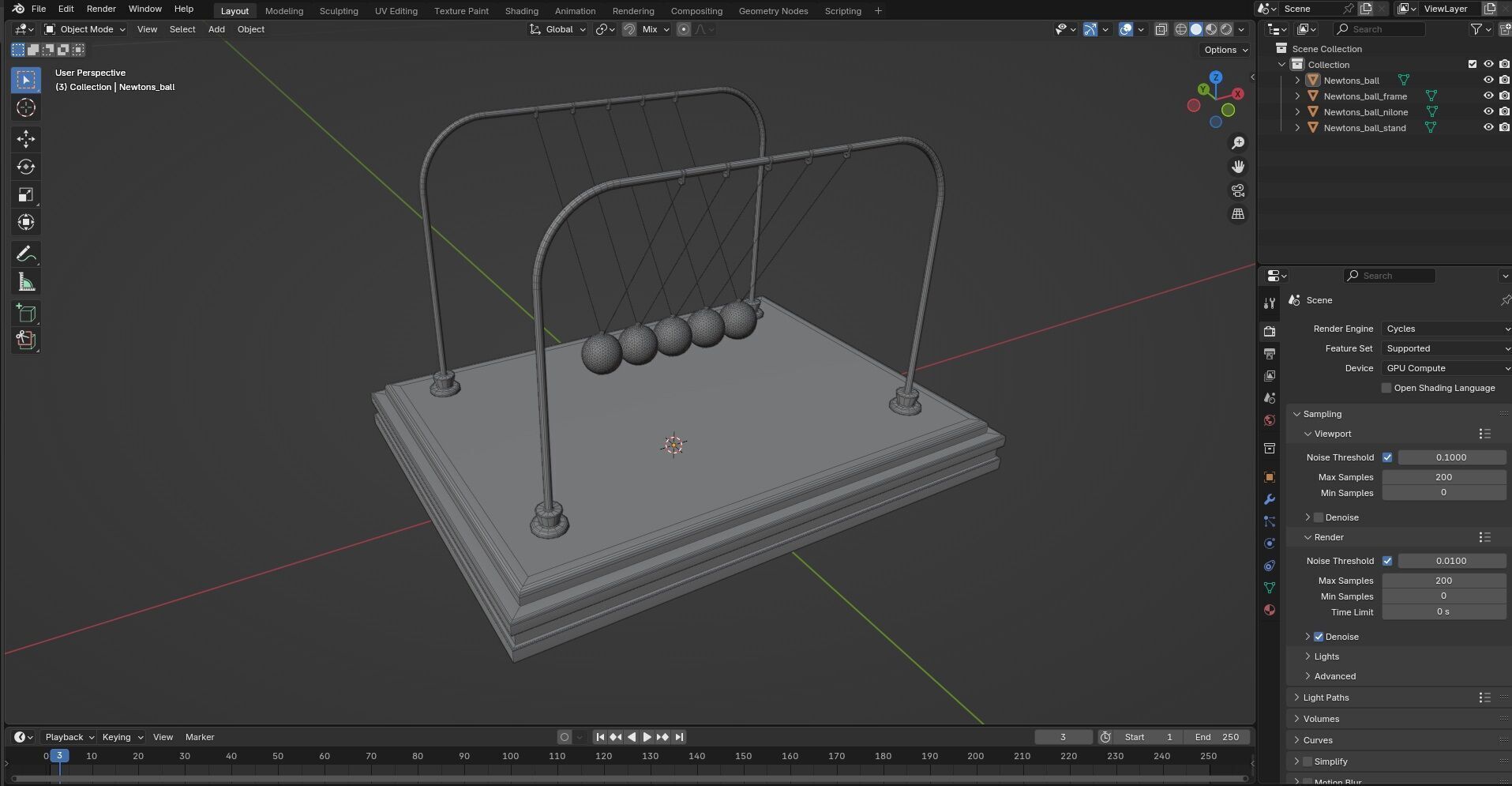 Newtons Ball CG1 3D model_10