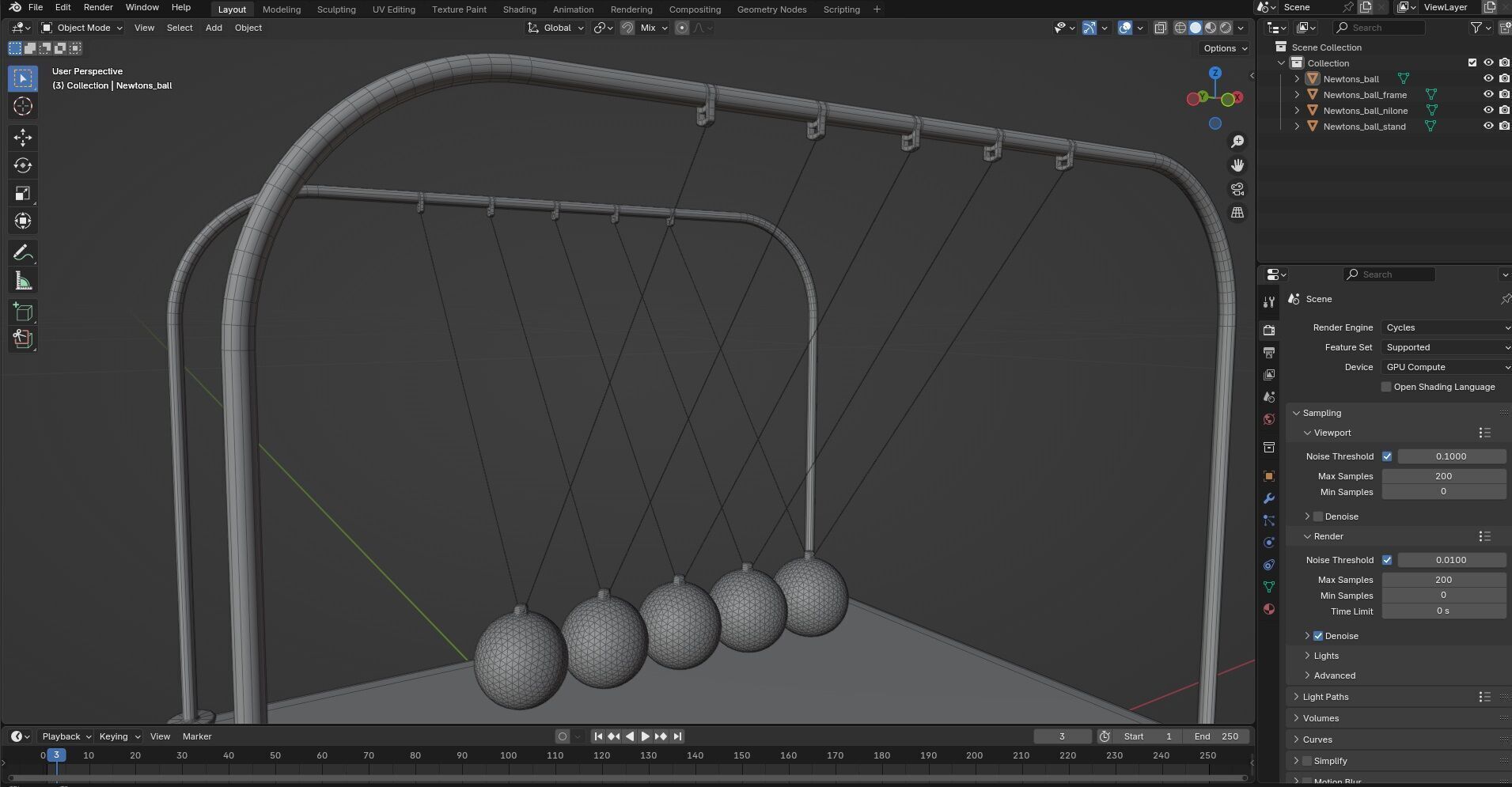 Newtons Ball CG1 3D model_11