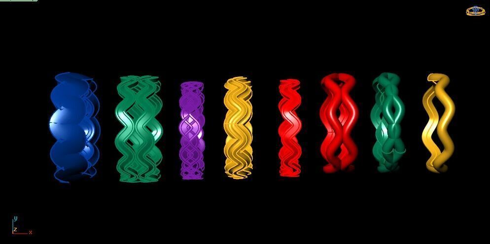 Artistic Spiral Ring Collection Free 3D print model_9