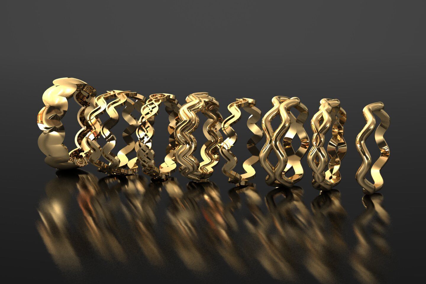 Artistic Spiral Ring Collection Free 3D print model_1