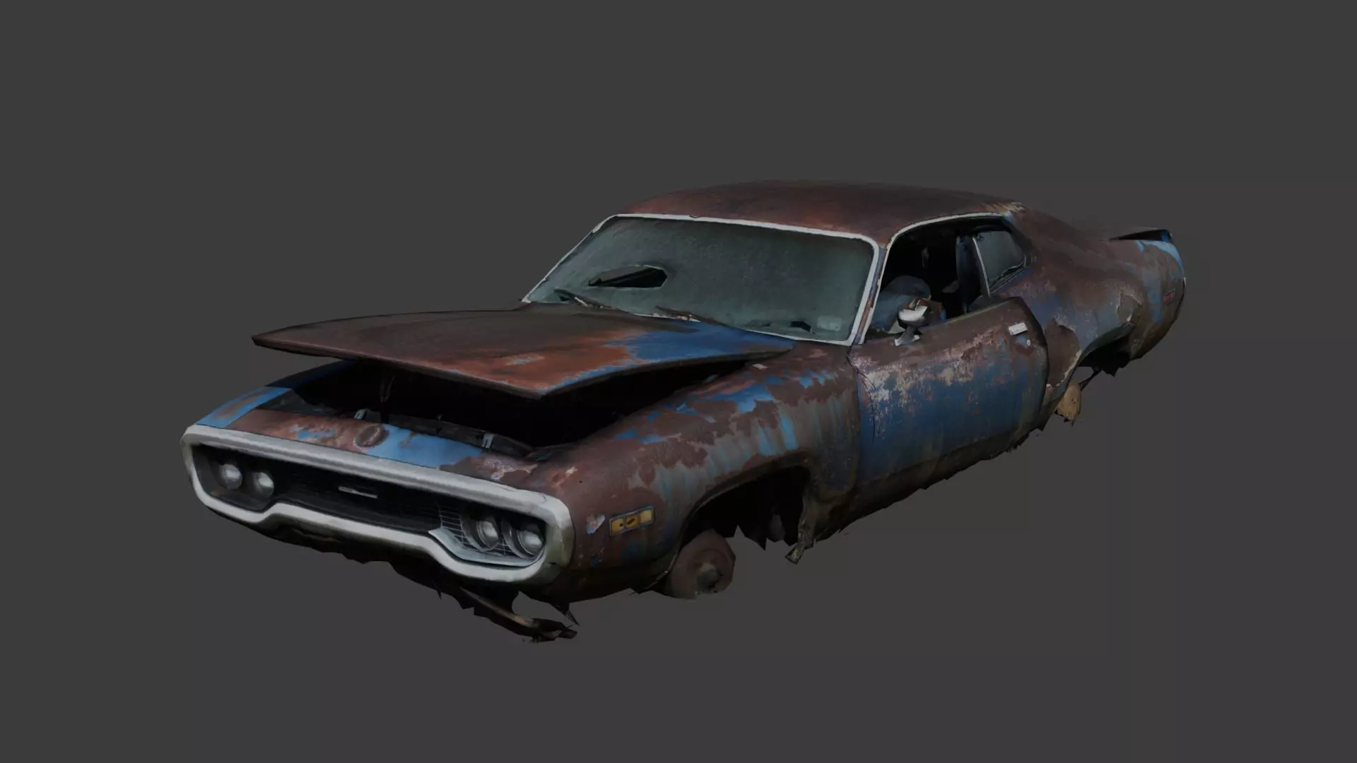 Wrecked and Rusty Car 01 Free low-poly 3D model