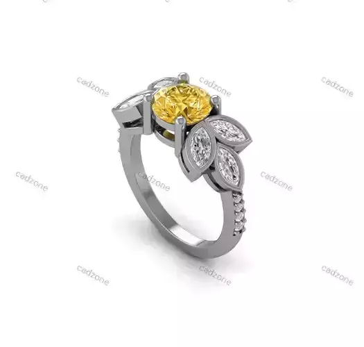 Elegant Floral Engagement Ring-3D MODEL
