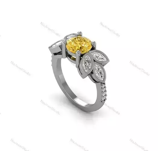 Elegant Floral Engagement Ring-3D MODEL