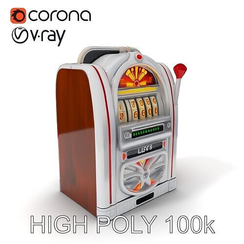 Vintage Slot Machine D Model Pack with Art Deco Design Low-poly 3D model