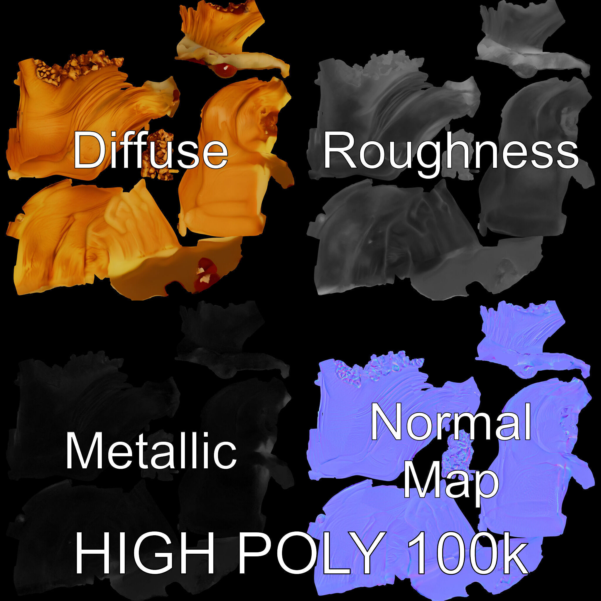 Caramel Pecan Croissant D Model Pack Low-poly 3D model_2