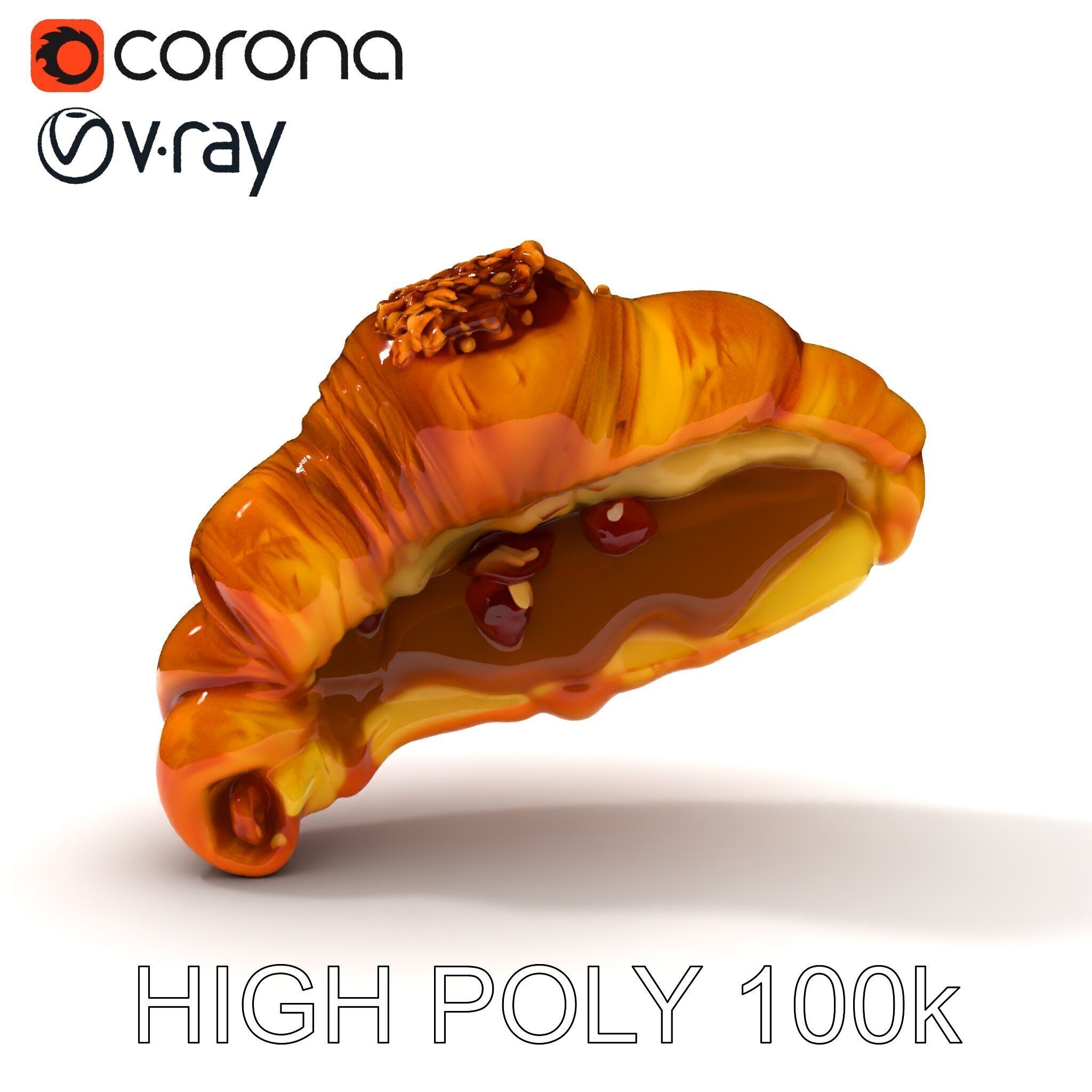 Caramel Pecan Croissant D Model Pack Low-poly 3D model_30