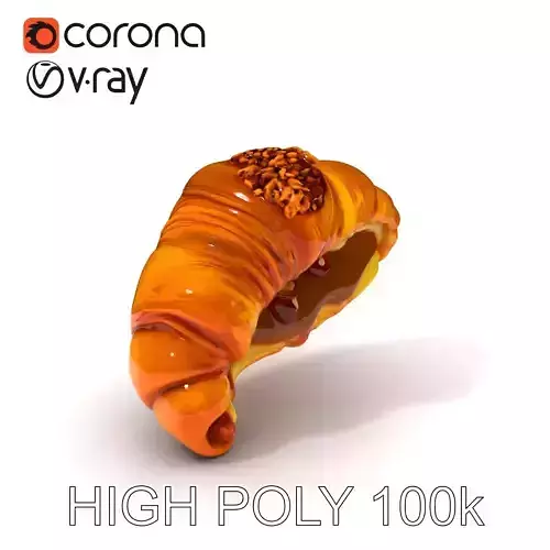 Caramel Pecan Croissant D Model Pack Low-poly 3D model