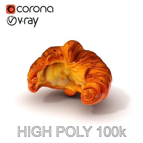 Delicious Cream Croissant D Model Pack Low-poly 3D model