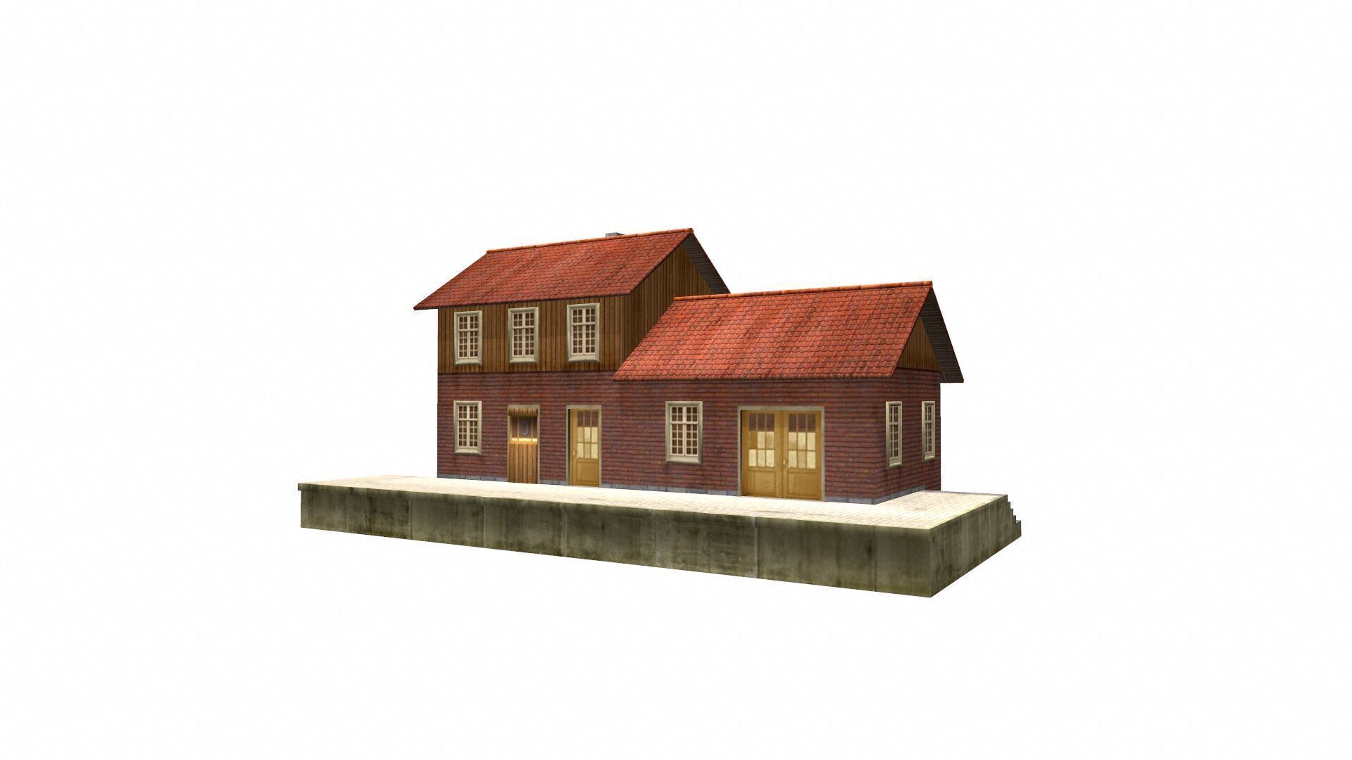 Old House Low-poly Free low-poly 3D model_1